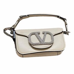 Valentino Garavani loco Mini Bag in Cream with Silver Logo